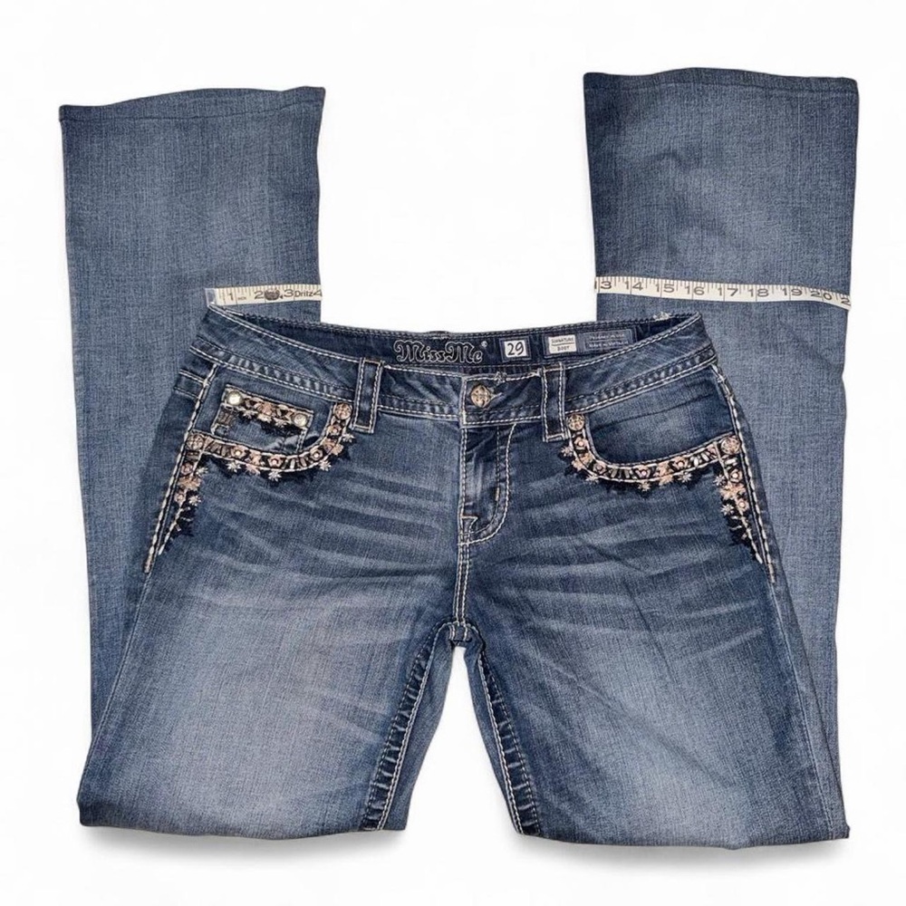 Miss Me Blue Denim Embroidered Pocket jeans. Size 29 - Picture 5 of 8